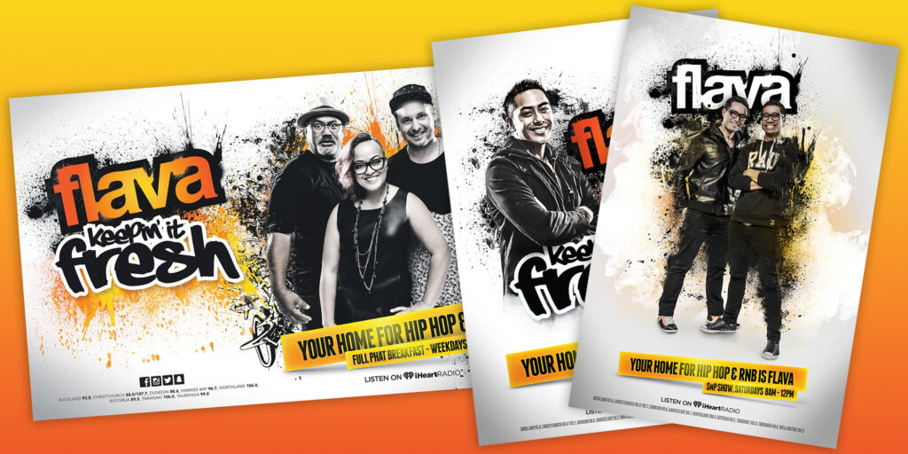 Flava radio campaign posters designed for NZME